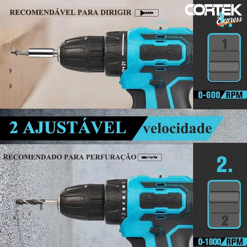 Kit Furadeira e Parafusadeira Sem Fio Cortek Driller - Cortek Express